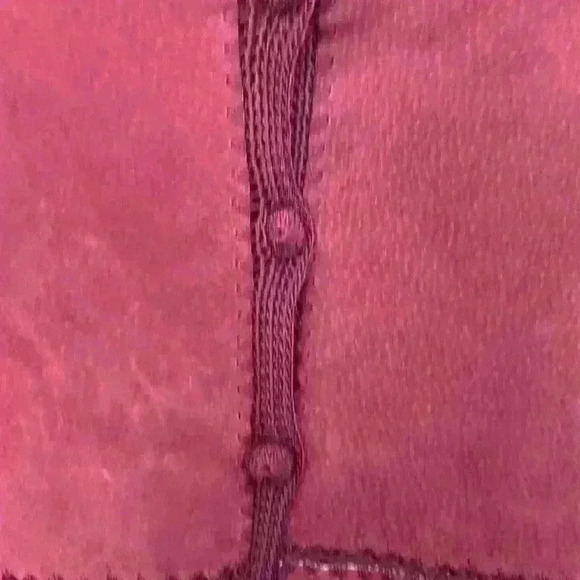 Vintage 1990s Burgundy Suede Crochet Lace
Trim Patchwork Button Up long Jacket - Picture 3 of 7